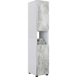 Wohnen Badezimmer Hochschrank in Betonoptik & Weiß - Cinesio