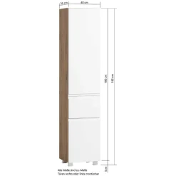 Wohnen Badezimmer Hochschrank in mattem Weiß - Eight