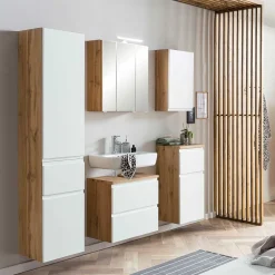 Wohnen Badezimmer Hochschrank in mattem Weiß - Eight