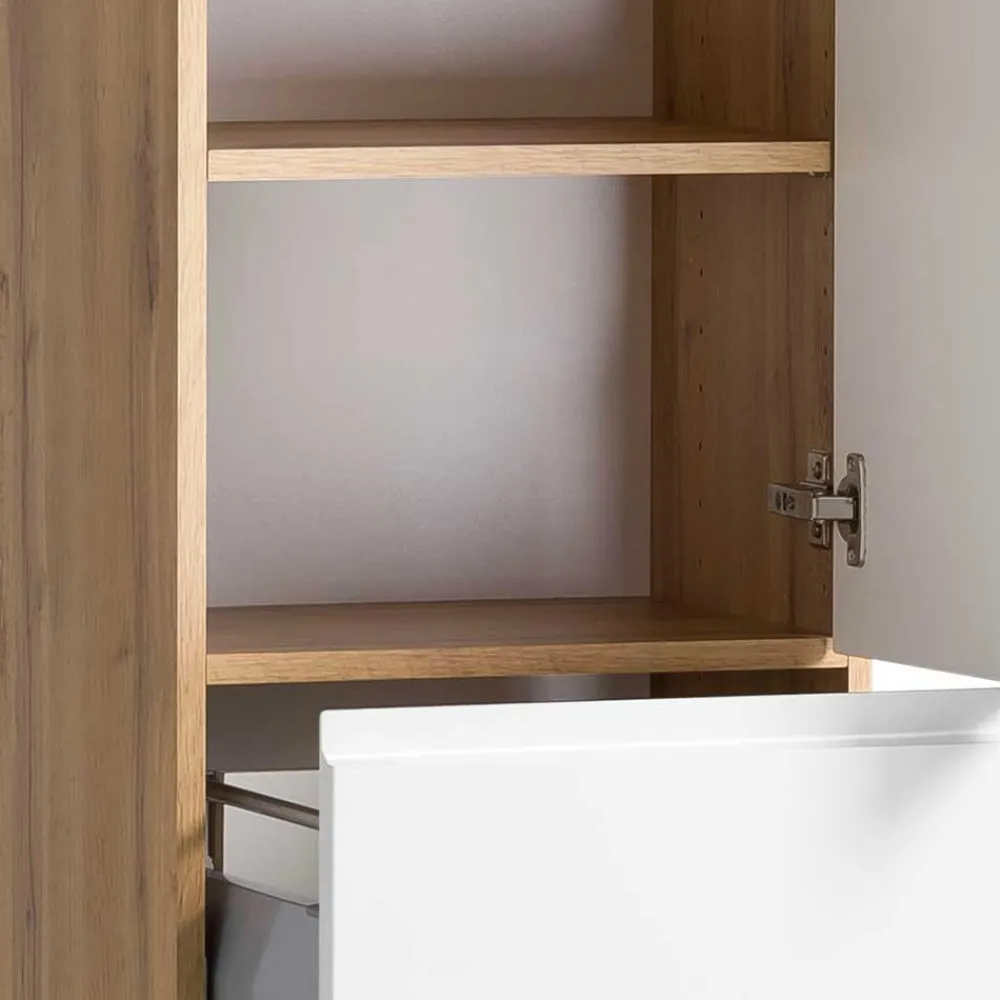 Wohnen Badezimmer Hochschrank in mattem Weiß - Eight