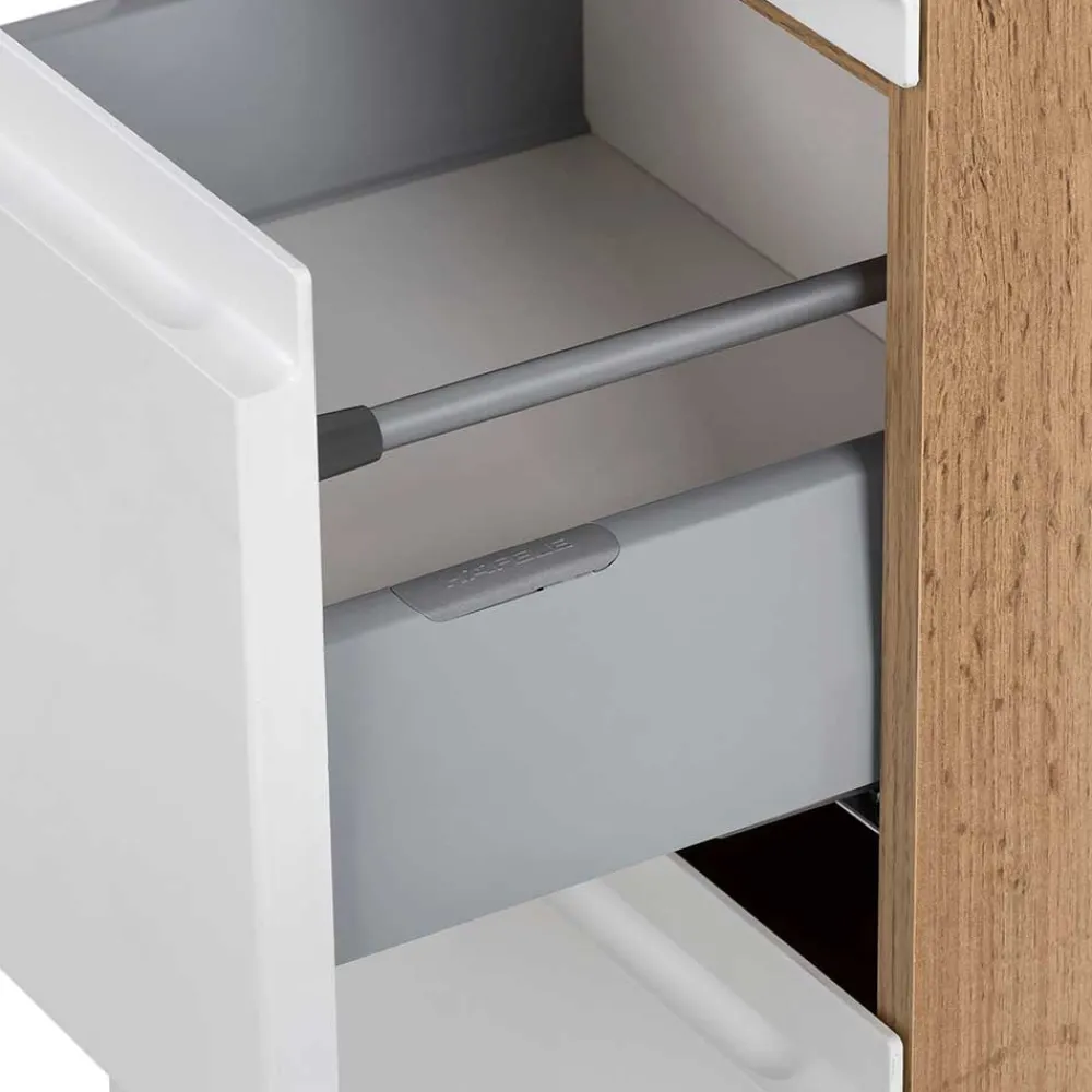 Wohnen Badezimmer Hochschrank in mattem Weiß - Eight