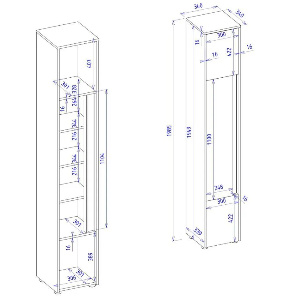 Wohnen Schränke*Badezimmer Hochschrank in Anthrazit - Ahilav