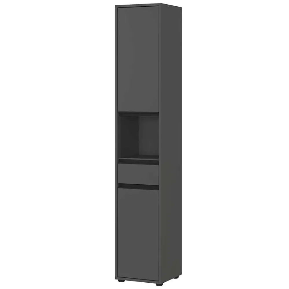 Wohnen Badezimmer Hochschrank in Dunkelgrau - Rufu
