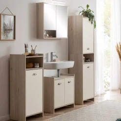 Wohnen Badezimmer Hochschrank mit zwei Türen und Fach - Togban