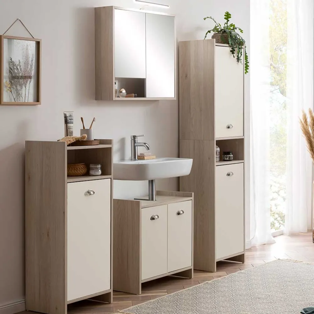 Wohnen Badezimmer Hochschrank mit zwei Türen und Fach - Togban