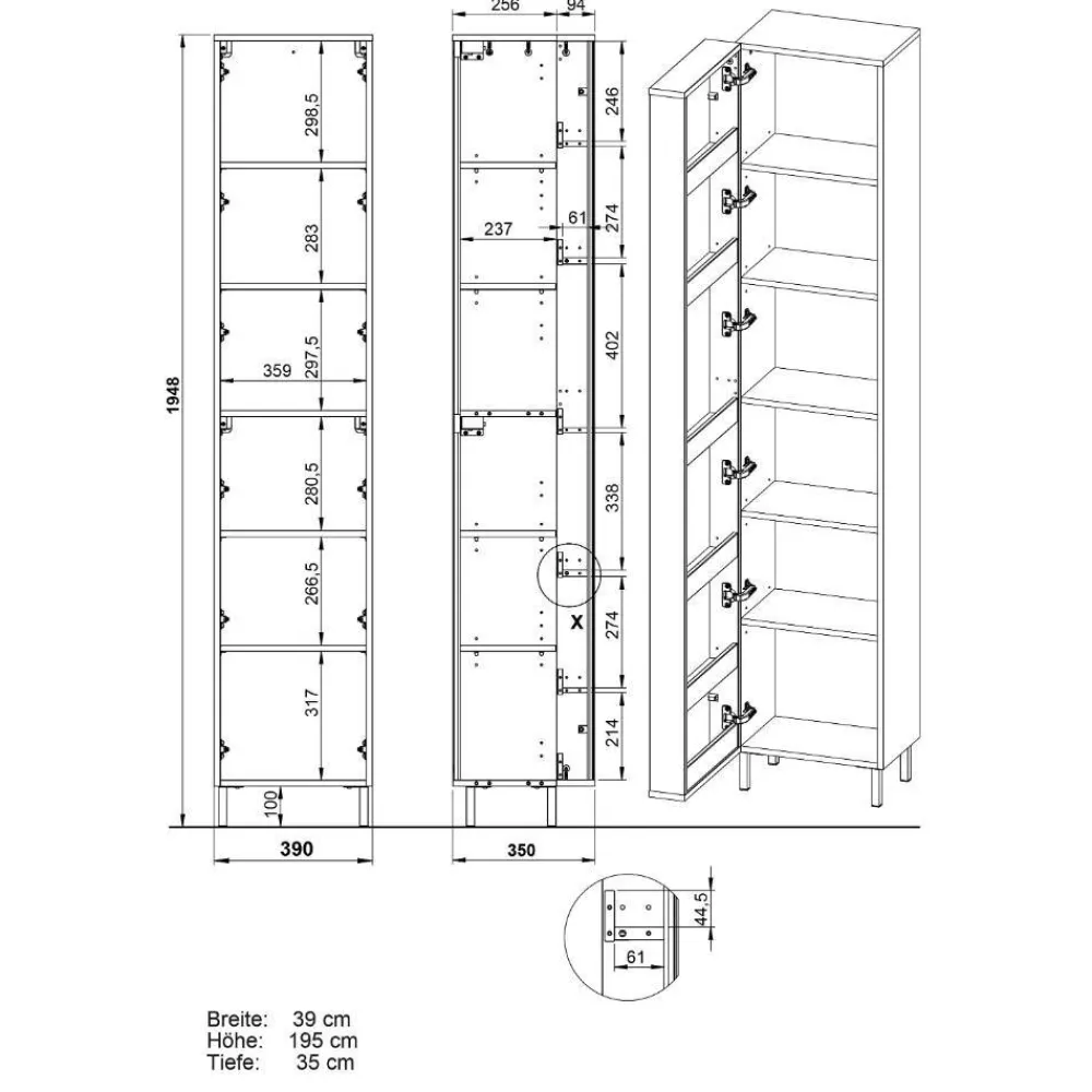 Wohnen Badezimmer Hochschrank mit Spiegeltür - Nadals