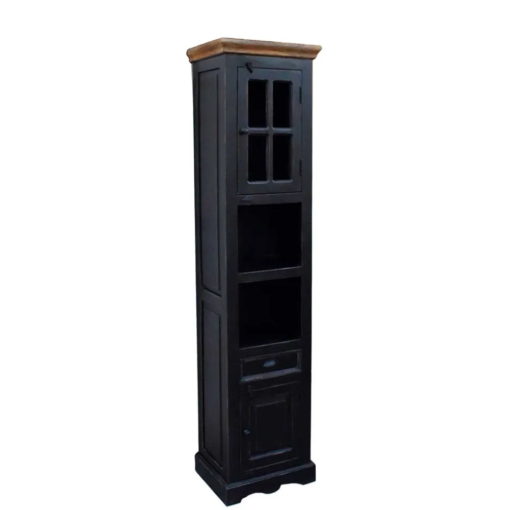 Wohnen Badezimmer Hochschrank Sentiments in Schwarz Mangobaum