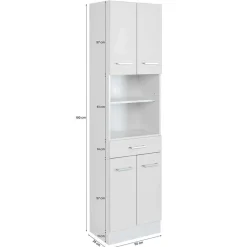 Wohnen Badezimmer Hochschrank 4-türig & 2 Fächer - Skiranov