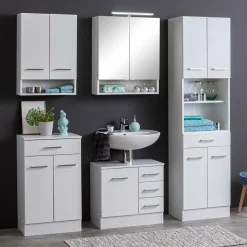 Wohnen Badezimmer Hochschrank 4-türig & 2 Fächer - Skiranov