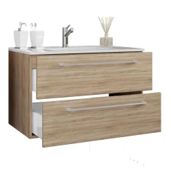 Wohnen Badezimmer in Holznachbildung Sonoma-Eiche - Caleena (vierteilig)