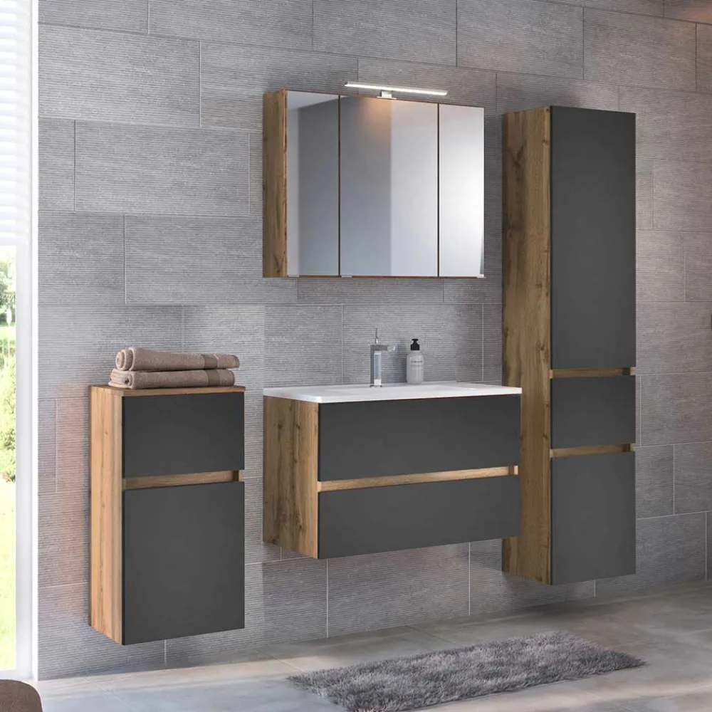 Wohnen Badezimmer Komplett*Badezimmer Kombination als Möbelset - Athrin (vierteilig)