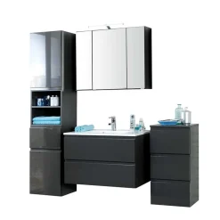 Wohnen Badezimmer Komplett*Badezimmer Kombination Blaxin mit 3D Spiegelschrank (vierteilig)