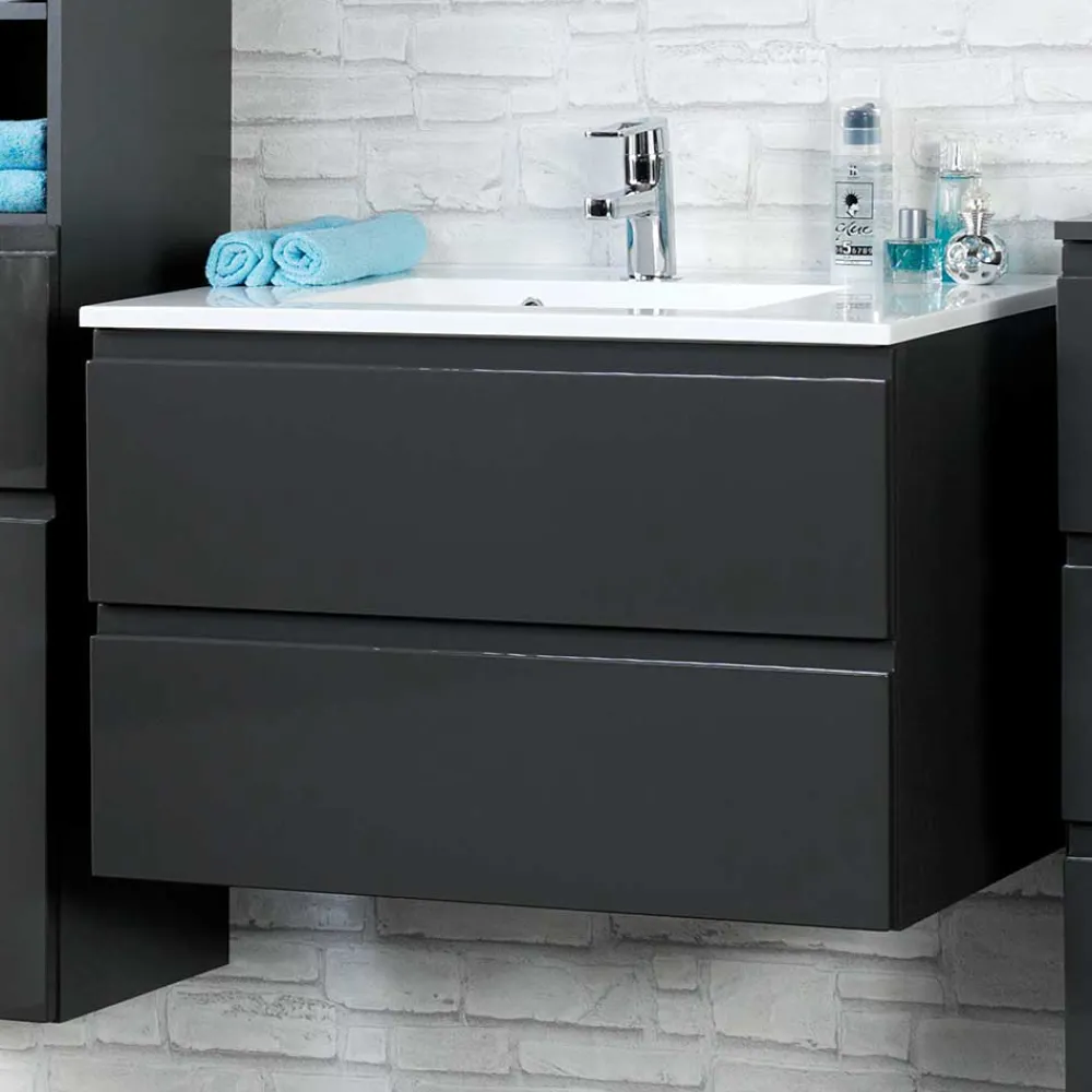 Wohnen Badezimmer Komplett*Badezimmer Kombination Blaxin mit 3D Spiegelschrank (vierteilig)