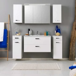 Wohnen Badezimmer Kombination Sagunis in Weiß (sechsteilig)