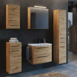 Wohnen Glasmöbel|Badezimmer Komplett*Badezimmer Möbel Einrichtung Set - Arazony (fünfteilig)