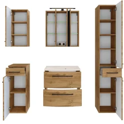 Wohnen Glasmöbel|Badezimmer Komplett*Badezimmer Möbel Einrichtung Set - Arazony (fünfteilig)