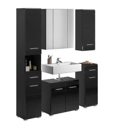 Wohnen Badezimmer Möbelblock in Schwarz - Culina (fünfteilig)