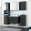 Wohnen Badezimmer Komplett*Badezimmer Möbelset Blaxin in Anthrazit Hochglanz (fünfteilig)