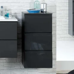 Wohnen Badezimmer Komplett*Badezimmer Möbelset Blaxin in Anthrazit Hochglanz (fünfteilig)