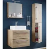 Wohnen Badezimmer Komplett*Badezimmer Möbelset in Holzoptik - Caleena (dreiteilig)