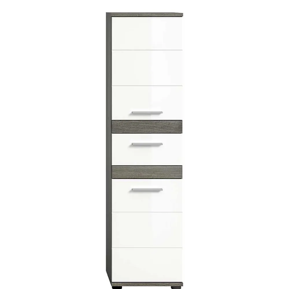 Wohnen Badezimmer Midischrank in Weiß Hochglanz - Chapan