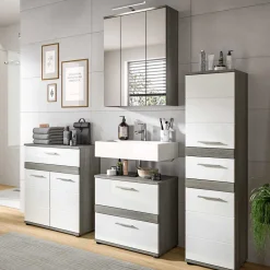Wohnen Badezimmer Midischrank in Weiß Hochglanz - Chapan
