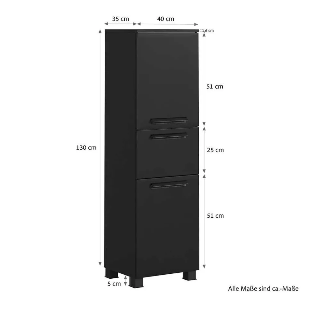 Wohnen Badezimmer Midischrank in Schwarz - Ostoro