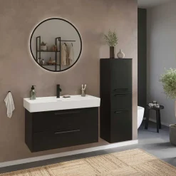 Wohnen Badezimmer Midischrank in Schwarz - Ostoro