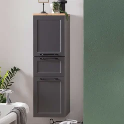 Wohnen Badezimmer Midischrank in Dunkelgrau - Novelya