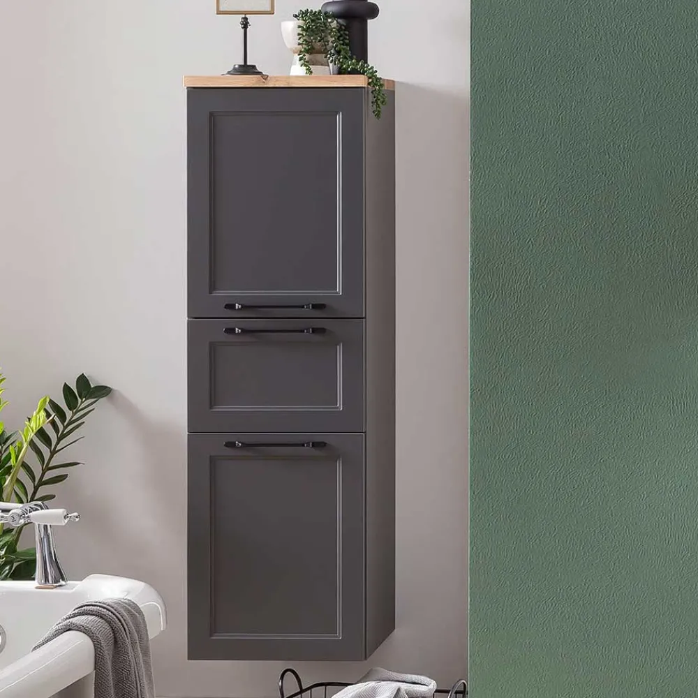 Wohnen Badezimmer Midischrank in Dunkelgrau - Novelya