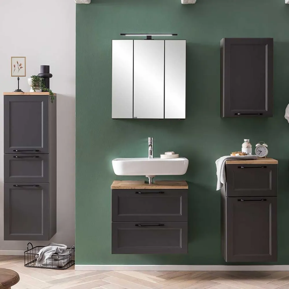 Wohnen Badezimmer Midischrank in Dunkelgrau - Novelya