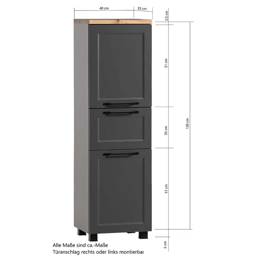 Wohnen Badezimmer Midischrank in Dunkelgrau - Novelya
