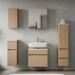 Wohnen Badezimmer Midischrank in Eiche Hell - Vibulam