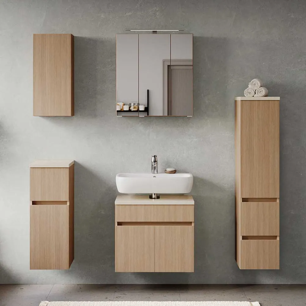 Wohnen Badezimmer Midischrank in Eiche Hell - Vibulam