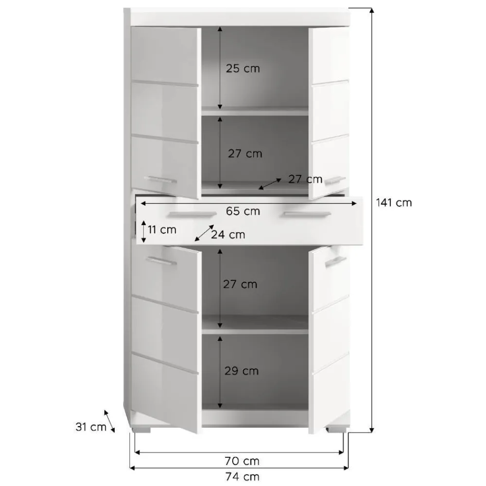 Wohnen Badezimmer Midischrank in Weiß - Henriette