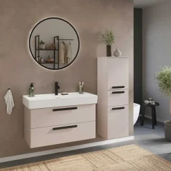 Wohnen Badezimmer Midischrank in Hellgrau - Adendras