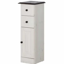 Wohnen Badschränke*Badezimmer Schrank in Weiß mit Dunkelbraun - Malka