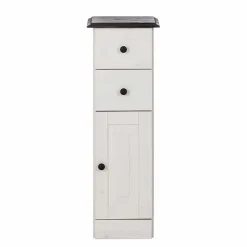 Wohnen Badschränke*Badezimmer Schrank in Weiß mit Dunkelbraun - Malka