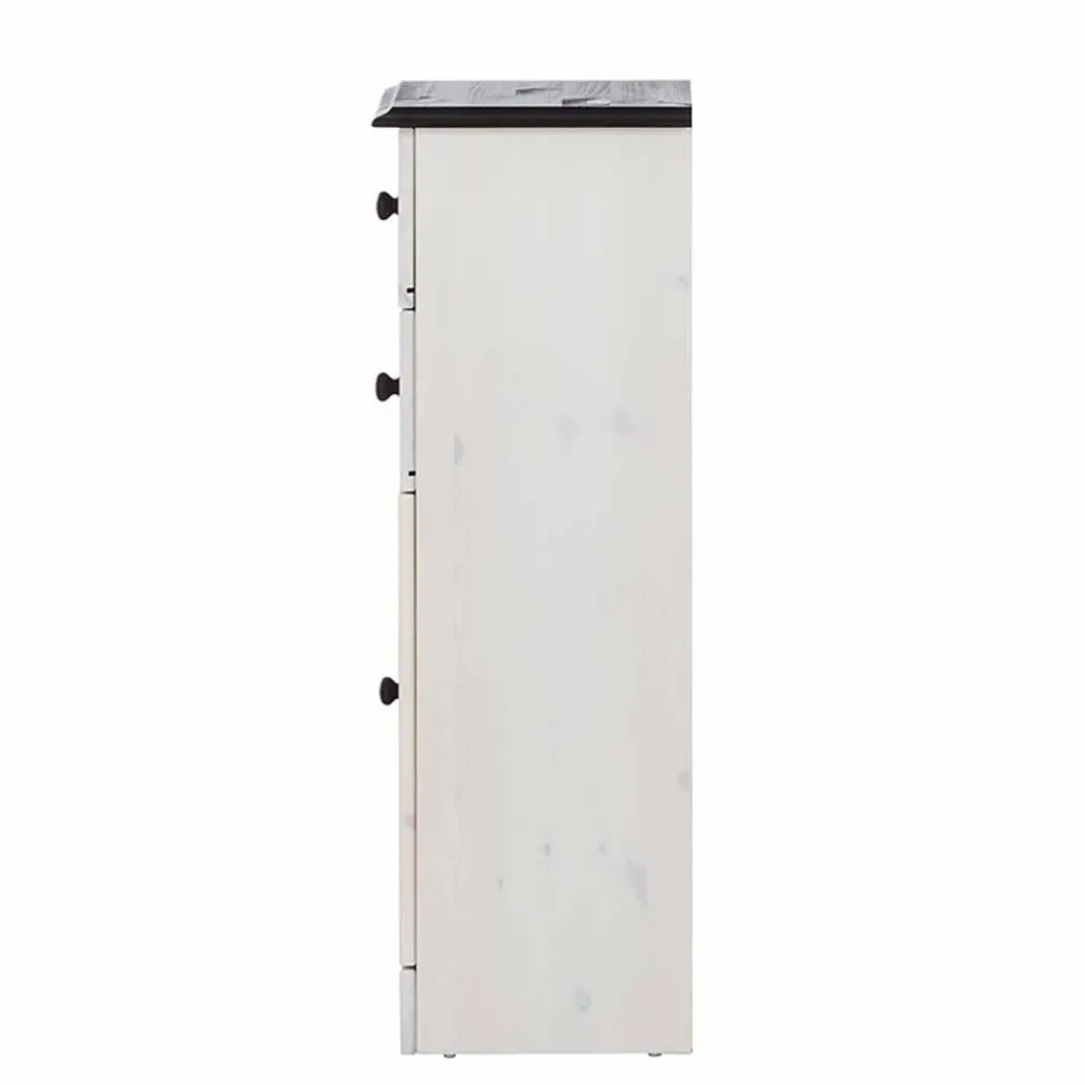 Wohnen Badschränke*Badezimmer Schrank in Weiß mit Dunkelbraun - Malka