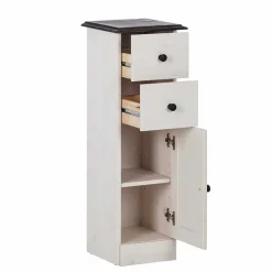 Wohnen Badschränke*Badezimmer Schrank in Weiß mit Dunkelbraun - Malka