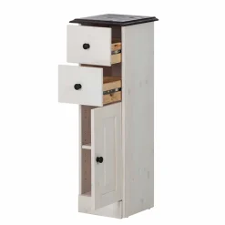 Wohnen Badschränke*Badezimmer Schrank in Weiß mit Dunkelbraun - Malka