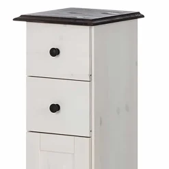 Wohnen Badschränke*Badezimmer Schrank in Weiß mit Dunkelbraun - Malka