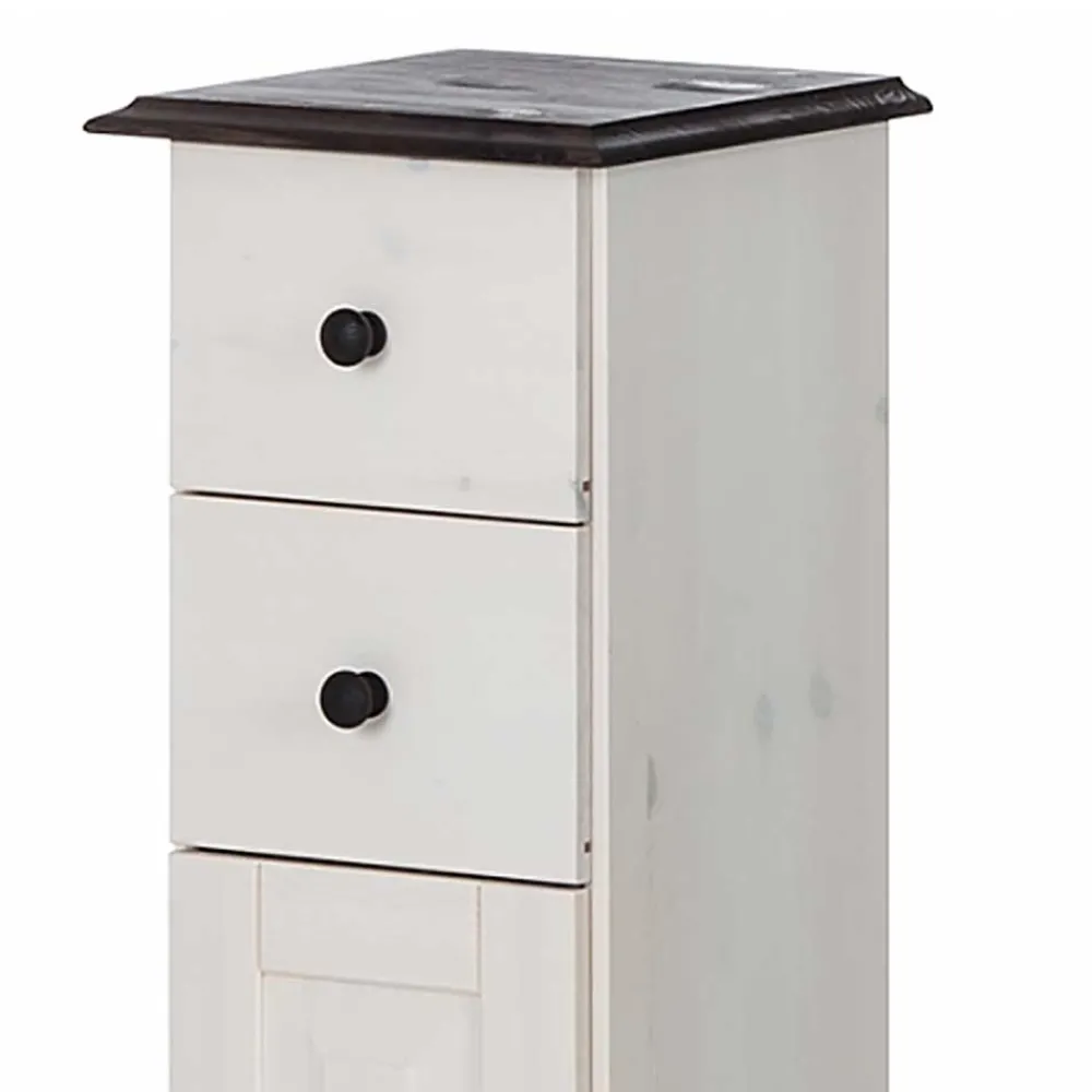 Wohnen Badschränke*Badezimmer Schrank in Weiß mit Dunkelbraun - Malka