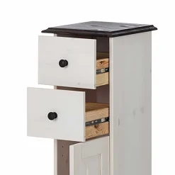 Wohnen Badschränke*Badezimmer Schrank in Weiß mit Dunkelbraun - Malka