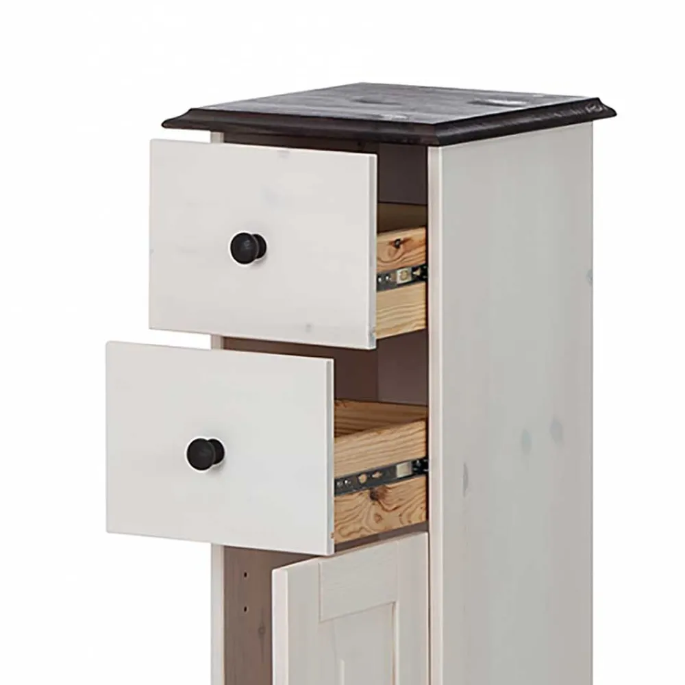 Wohnen Badschränke*Badezimmer Schrank in Weiß mit Dunkelbraun - Malka