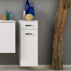 Wohnen Glasmöbel|Badezimmer Komplett*Badezimmer Set Sagunis in Weiß Hochglanz (fünfteilig)