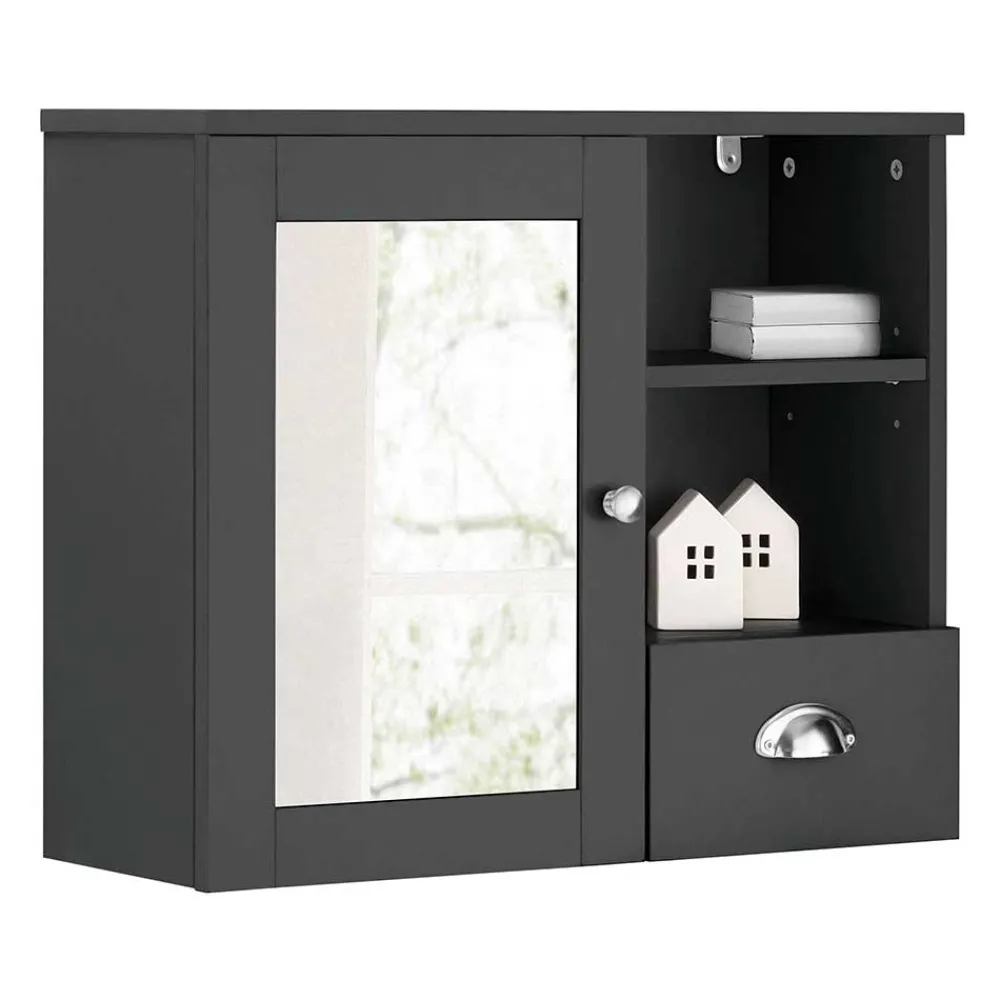 Wohnen Badezimmer Spiegelschrank 1-türig & Schublade & Fächer - Zenca