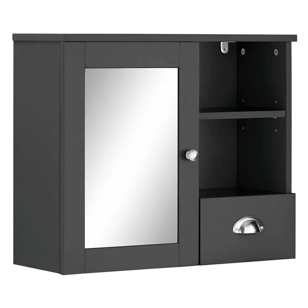 Wohnen Badezimmer Spiegelschrank 1-türig & Schublade & Fächer - Zenca