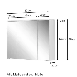 Wohnen Badezimmer Spiegelschrank in 60cm oder 80cm Breite - Vohdan