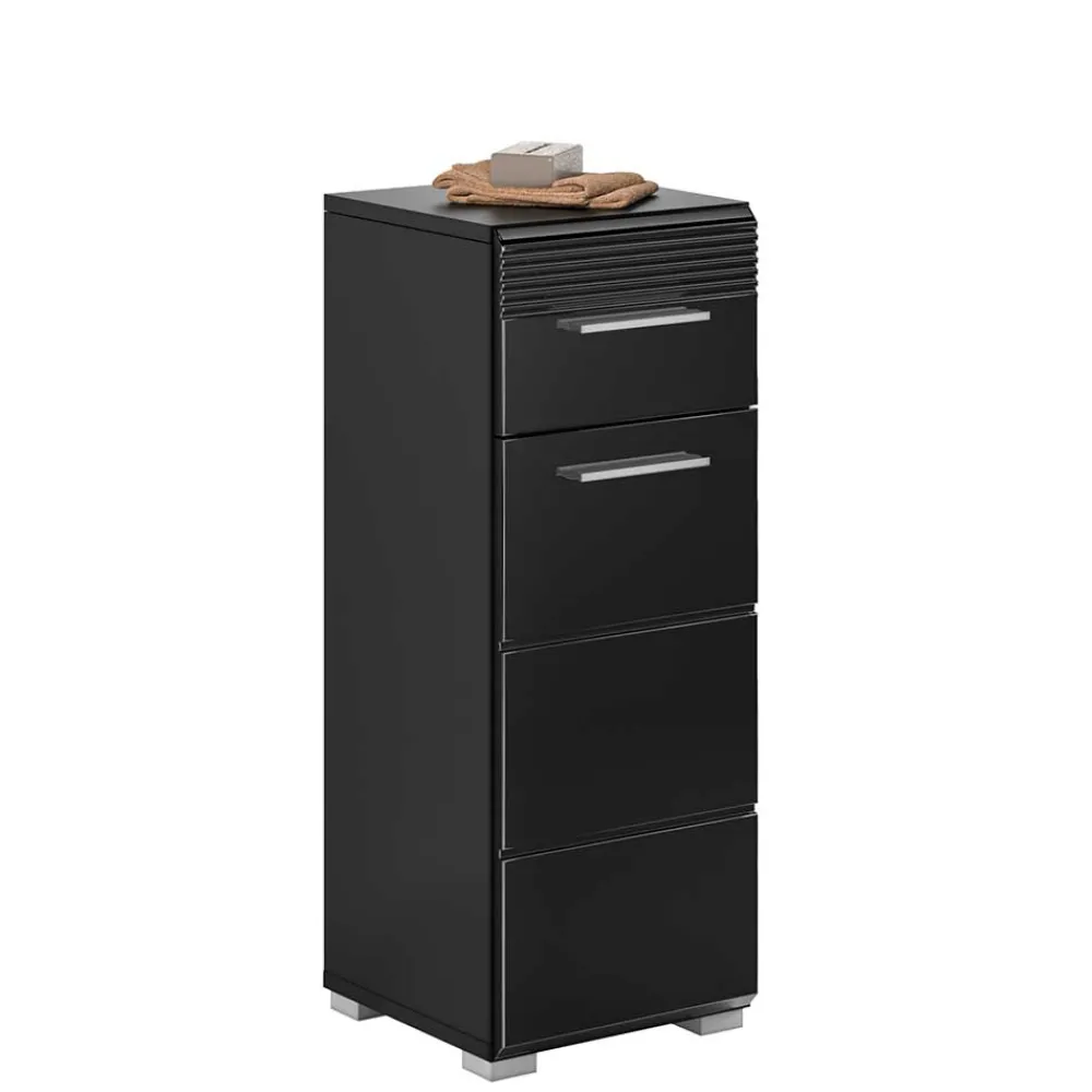 Wohnen Badschränke*Badezimmer Unterschrank in Schwarz hochglänzend - Culina